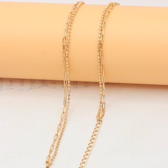 Layered Rose Gold Necklace with Ball Charm, XPNL0350 - Picture 10 of 13